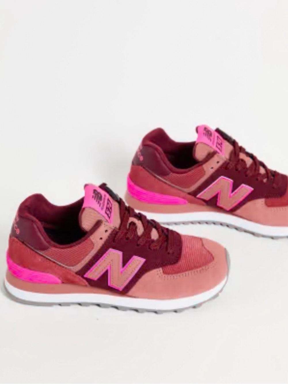 New Balance Burgundy and Pink Retro Running Sneakers